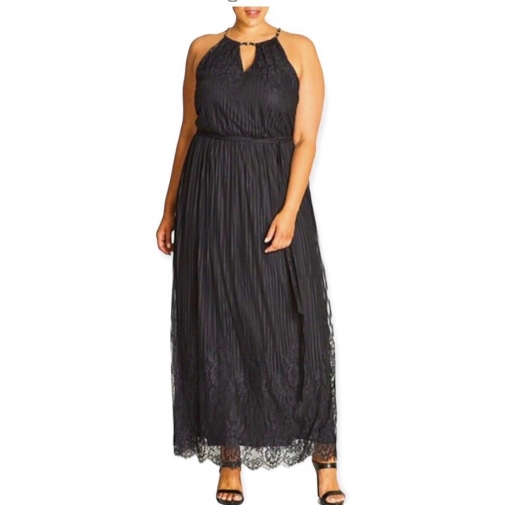 City Chic Black Maxi Dress M 18